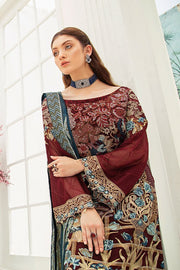 Ramsha Luxury Embroidered Chiffon Unstitched 3Pc Suit F-1901 - FaisalFabrics.pk