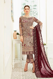 Ramsha Luxury Embroidered Chiffon Unstitched 3Pc Suit F-1911 - FaisalFabrics.pk