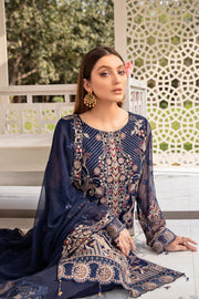 Ramsha Vol-20 Embroidered Luxury Chiffon Unstitched 3PCS Suit F-2005 - FaisalFabrics.pk
