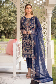 Ramsha Vol-20 Embroidered Luxury Chiffon Unstitched 3PCS Suit F-2005 - FaisalFabrics.pk
