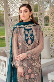 Ramsha Vol-20 Embroidered Luxury Chiffon Unstitched 3PCS Suit F-2009 - FaisalFabrics.pk