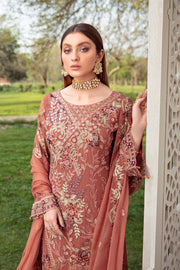 Ramsha Vol-20 Embroidered Luxury Chiffon Unstitched 3PCS Suit F-2010 - FaisalFabrics.pk