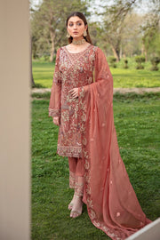 Ramsha Vol-20 Embroidered Luxury Chiffon Unstitched 3PCS Suit F-2010 - FaisalFabrics.pk