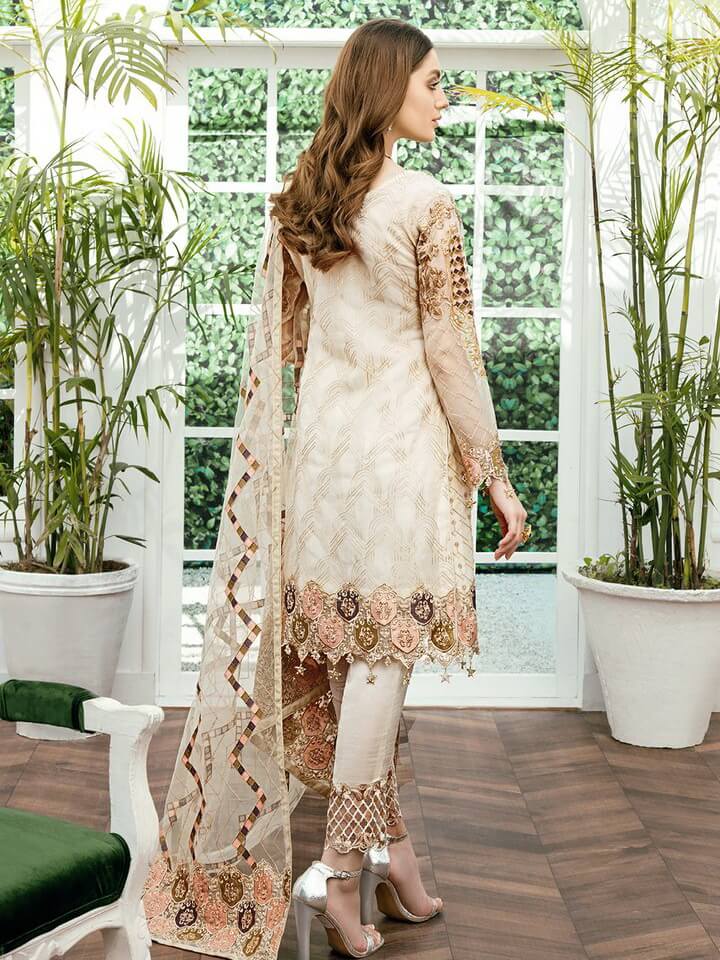 Ramsha Minhal Vol 2 Embroidered Organza Collection 2020 3Pc Suit M-202 - FaisalFabrics.pk