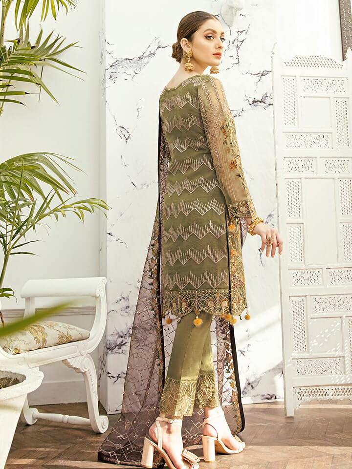 Ramsha Minhal Vol 2 Embroidered Organza Collection 2020 3Pc Suit M-203 - FaisalFabrics.pk