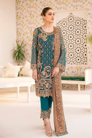 Ramsha Minhal Vol 3 Embroidered Chiffon Unstitched 3Pc Suit M-301 - FaisalFabrics.pk