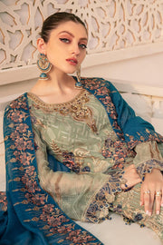Ramsha Minhal Vol 3 Embroidered Chiffon Unstitched 3Pc Suit M-304 - FaisalFabrics.pk