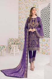 Ramsha Minhal Vol 3 Embroidered Chiffon Unstitched 3Pc Suit M-306 - FaisalFabrics.pk
