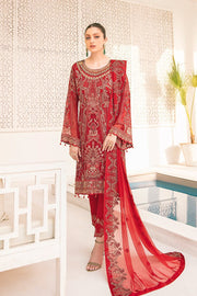 Ramsha Minhal Vol 3 Embroidered Chiffon Unstitched 3Pc Suit M-308 - FaisalFabrics.pk