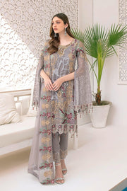 Ramsha Minhal Vol 3 Embroidered Chiffon Unstitched 3Pc Suit M-309 - FaisalFabrics.pk