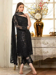 Ramsha Rangoon Luxury Chiffon Vol-4 Embroidered 3Pc Suit D-401 - FaisalFabrics.pk