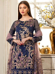 Ramsha Rangoon Luxury Chiffon Vol-4 Embroidered 3Pc Suit D-403 - FaisalFabrics.pk