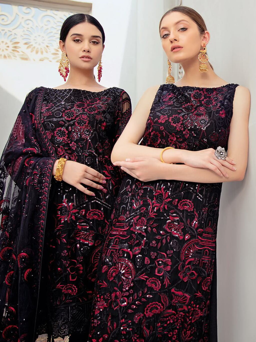 Ramsha Rangoon Luxury Chiffon Vol-6 Embroidered 3Pc Suit D-601 - FaisalFabrics.pk