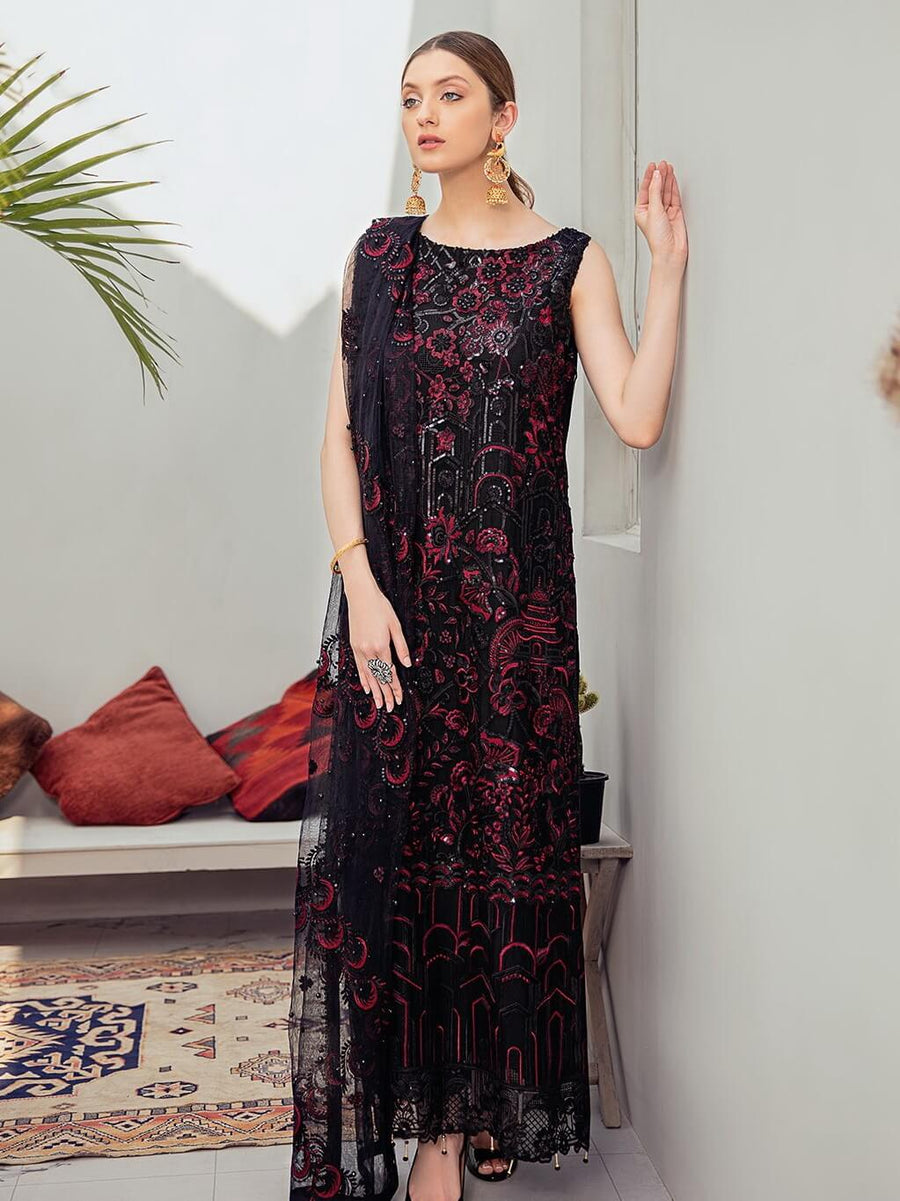 Ramsha Rangoon Luxury Chiffon Vol-6 Embroidered 3Pc Suit D-601 - FaisalFabrics.pk
