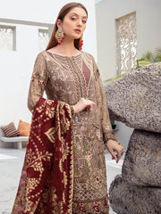 Ramsha Rangoon Luxury Chiffon Vol-6 Embroidered 3Pc Suit D-603 - FaisalFabrics.pk