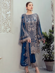 Ramsha Rangoon Luxury Chiffon Vol-6 Embroidered 3Pc Suit D-604 - FaisalFabrics.pk
