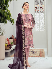 Ramsha Rangoon Luxury Chiffon Vol-6 Embroidered 3Pc Suit D-607 - FaisalFabrics.pk