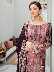 Ramsha Rangoon Luxury Chiffon Vol-6 Embroidered 3Pc Suit D-607 - FaisalFabrics.pk