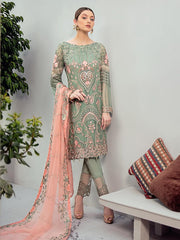 Ramsha Rangoon Luxury Chiffon Vol-6 Embroidered 3Pc Suit D-608 - FaisalFabrics.pk