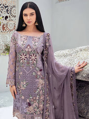 Ramsha Rangoon Luxury Chiffon Vol-6 Embroidered 3Pc Suit D-609 - FaisalFabrics.pk