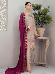 Ramsha Rangoon Luxury Chiffon Vol-6 Embroidered 3Pc Suit D-612 - FaisalFabrics.pk