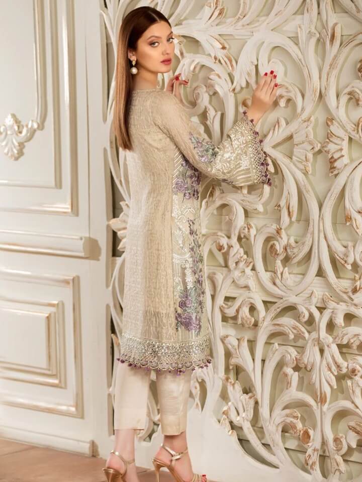 Ramsha Rangoon Luxury Chiffon Vol-4 Embroidered 3Pc Suit D-406 - FaisalFabrics.pk