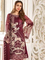 Ramsha Rangoon Luxury Chiffon Vol-4 Embroidered 3Pc Suit D-407 - FaisalFabrics.pk