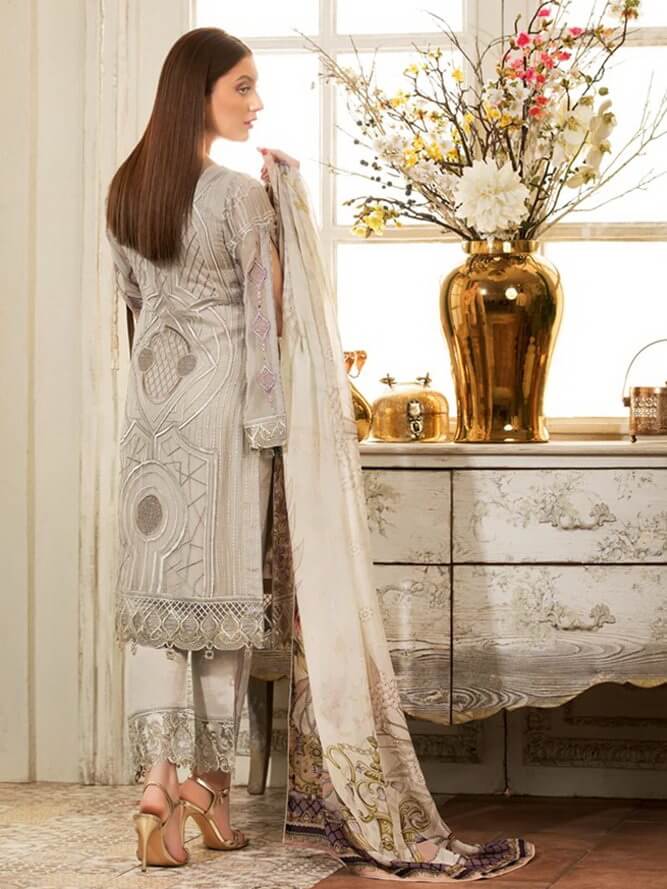 Ramsha Rangoon Luxury Chiffon Vol-4 Embroidered 3Pc Suit D-408 - FaisalFabrics.pk