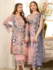 Ramsha Rangoon Luxury Chiffon Vol-4 Embroidered 3Pc Suit D-410 - FaisalFabrics.pk