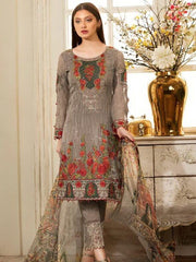 Ramsha Rangoon Luxury Chiffon Vol-4 Embroidered 3Pc Suit D-412 - FaisalFabrics.pk