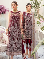 Ramsha Rangoon Luxury Chiffon Vol-5 Embroidered 3Pc Suit D-501 - FaisalFabrics.pk