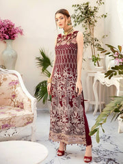 Ramsha Rangoon Luxury Chiffon Vol-5 Embroidered 3Pc Suit D-501 - FaisalFabrics.pk