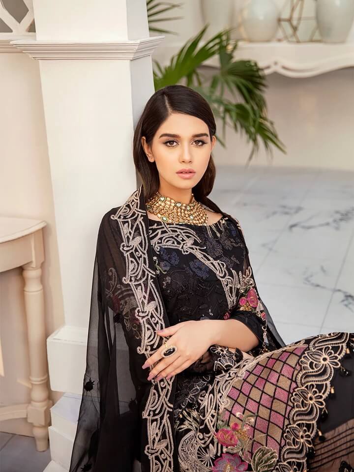 Ramsha Rangoon Luxury Chiffon Vol-5 Embroidered 3Pc Suit D-503 - FaisalFabrics.pk