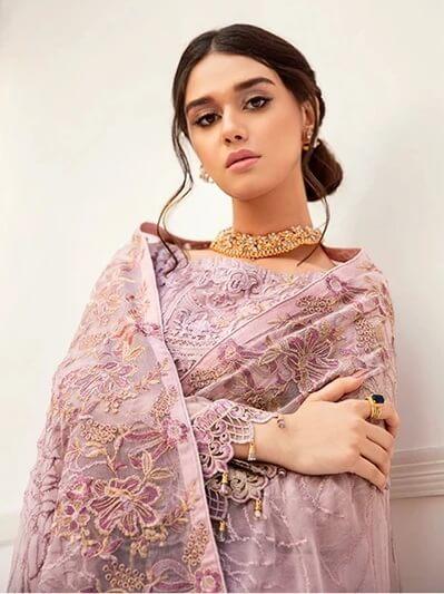 Ramsha Rangoon Luxury Chiffon Vol-5 Embroidered 3Pc Suit D-504 - FaisalFabrics.pk