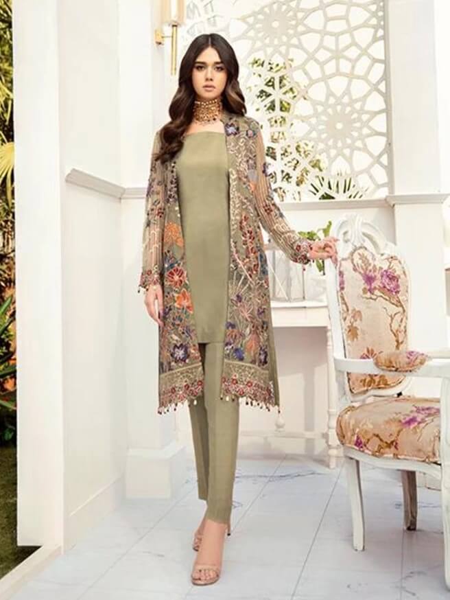 Ramsha Rangoon Luxury Chiffon Vol-5 Embroidered 3Pc Suit D-505 - FaisalFabrics.pk