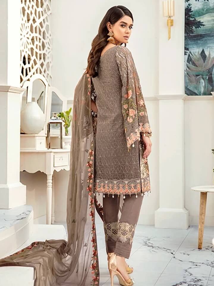 Ramsha Rangoon Luxury Chiffon Vol-5 Embroidered 3Pc Suit D-509 - FaisalFabrics.pk