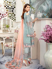 Ramsha Rangoon Luxury Chiffon Vol-5 Embroidered 3Pc Suit D-510 - FaisalFabrics.pk