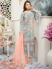Ramsha Rangoon Luxury Chiffon Vol-5 Embroidered 3Pc Suit D-510 - FaisalFabrics.pk