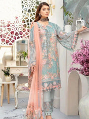 Ramsha Rangoon Luxury Chiffon Vol-5 Embroidered 3Pc Suit D-510 - FaisalFabrics.pk