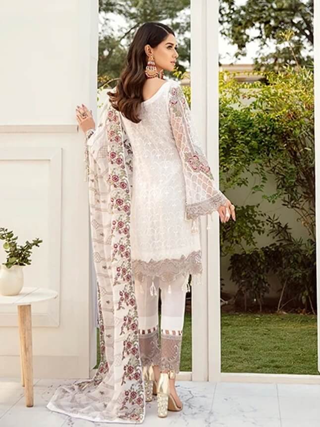 Ramsha Rangoon Luxury Chiffon Vol-5 Embroidered 3Pc Suit D-511 - FaisalFabrics.pk