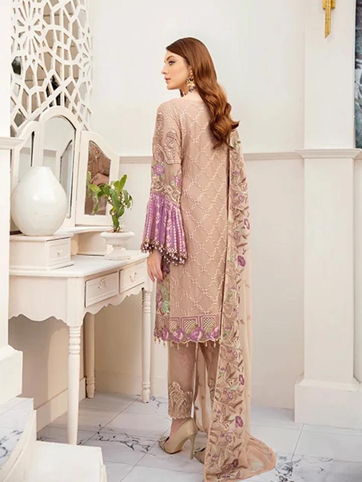 Ramsha Rangoon Luxury Chiffon Vol-5 Embroidered 3Pc Suit D-512 - FaisalFabrics.pk