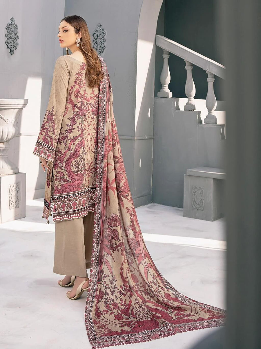 Ramsha Riwayat Luxury Linen Embroidered Unstitched 3Pc Suit R-105 - FaisalFabrics.pk