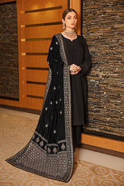 Ramsha Raw Silk with Embroidered Velvet Shawl Unstitched 3Pc Suit V-209 - FaisalFabrics.pk