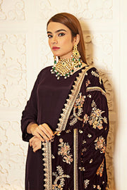Ramsha Raw Silk with Embroidered Velvet Shawl Unstitched 3Pc Suit V-210 - FaisalFabrics.pk