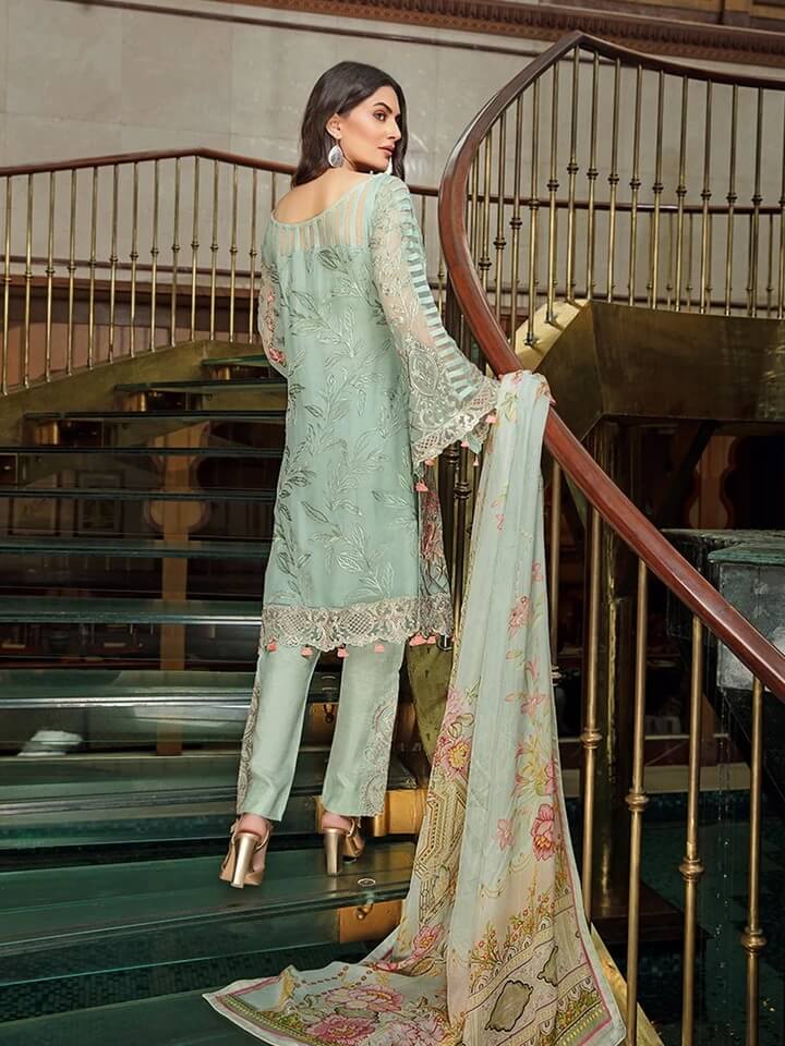 Ramsha Luxury Chiffon Vol-18 Embroidered 3Pc Suit F-1802 - FaisalFabrics.pk