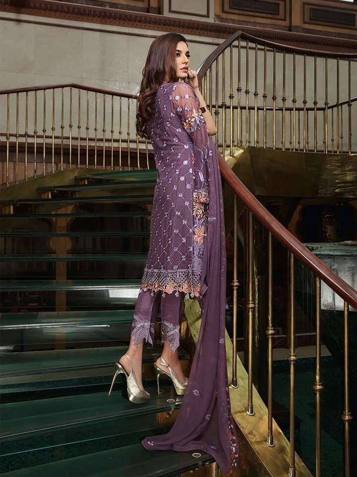 Ramsha Luxury Chiffon Vol-18 Embroidered 3Pc Suit F-1806 - FaisalFabrics.pk