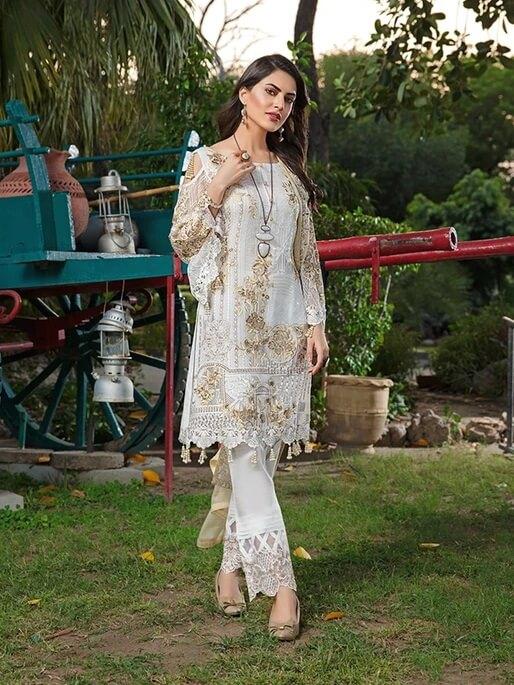 Ramsha Luxury Chiffon Vol-18 Embroidered 3Pc Suit F-1807 - FaisalFabrics.pk