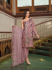 Ramsha Luxury Chiffon Vol-18 Embroidered 3Pc Suit F-1809 - FaisalFabrics.pk