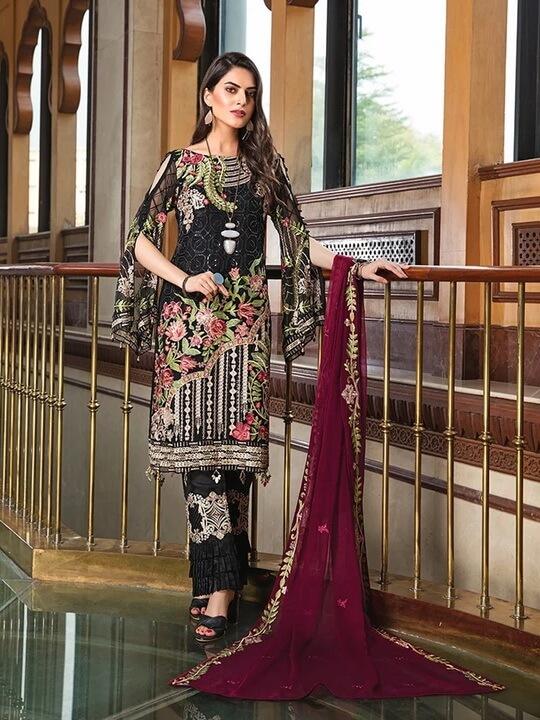 Ramsha Luxury Chiffon Vol-18 Embroidered 3Pc Suit F-1810 - FaisalFabrics.pk
