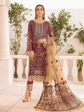 Ramsha Chevron Vol-04 Luxury Chiffon Unstitched 3pc Suit A-401 - FaisalFabrics.pk
